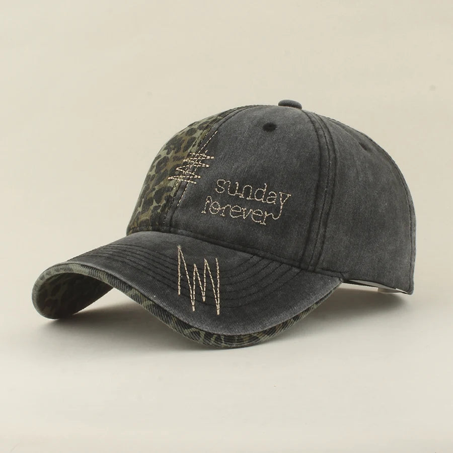 Leopard Patchwork Letter Snapback Baseball Cap