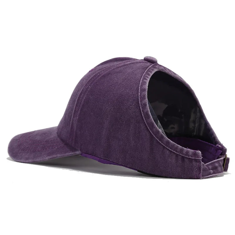 1pc Retro Washed Backless Baseball Cap For Women Summer Outdoor Sports Ponytails Stylish And Versatile Sun Hat For Daily Wear