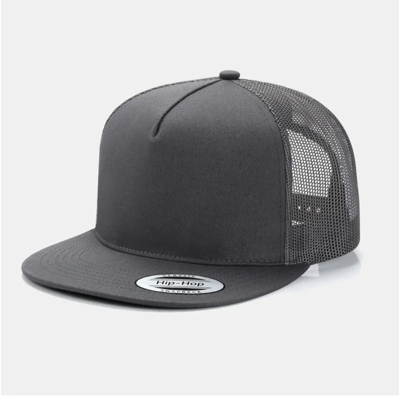 Custom Logo Embroidered Mesh Flat Brim Snapback Cap