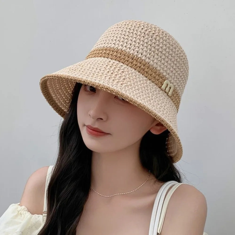 Foldable Letter Decor Holiday Beach Bucket Hat Sun Cap