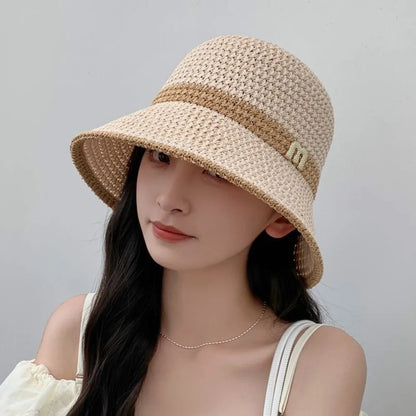 Foldable Letter Decor Holiday Beach Bucket Hat Sun Cap