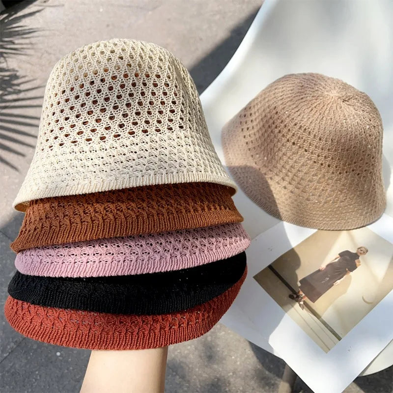 Korean Straw Hat Summer Women Visor Breathable Chic Bucket Hats