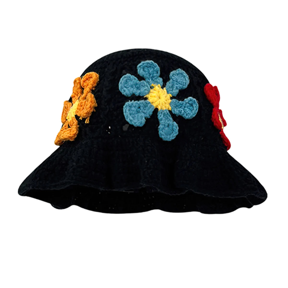 Women Colorful Crochet Wool Bucket Hat