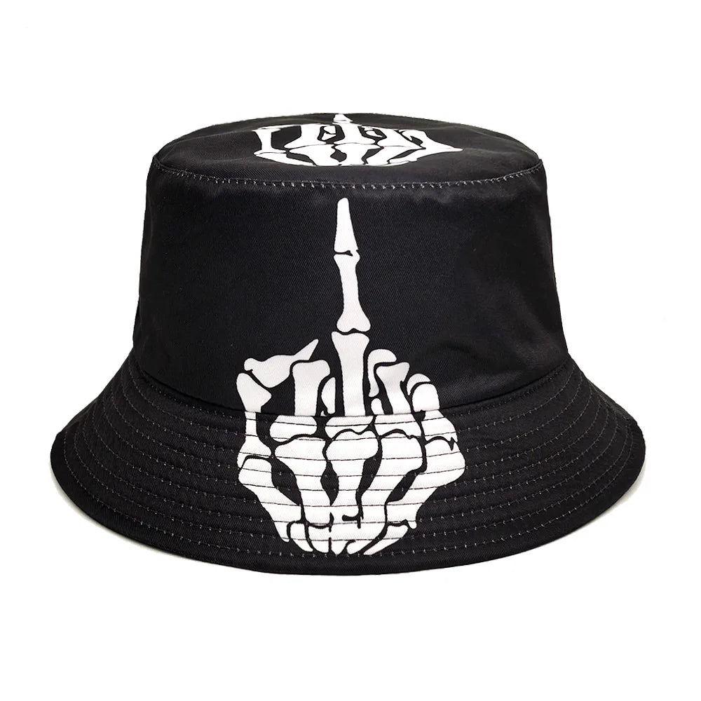 Funny Skeleton Fingers Print Bucket Hat Men Women Summer Outdoor
