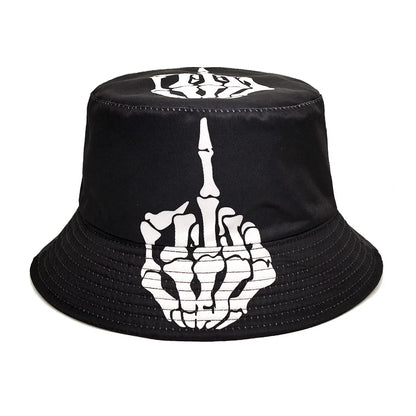 Funny Skeleton Fingers Print Bucket Hat Men Women Summer Outdoor