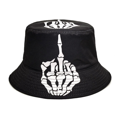 Funny Skeleton Fingers Print Bucket Hat Men Women Summer Outdoor