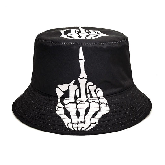 Funny Skeleton Fingers Print Bucket Hat Men Women Summer Outdoor