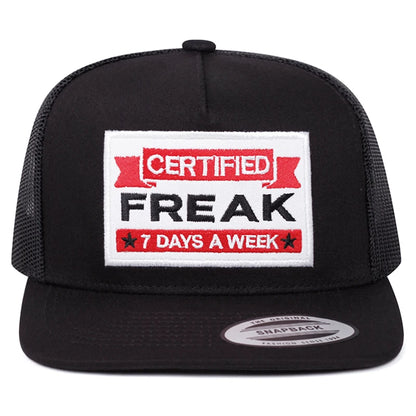 Freak Embroidered Mesh Flat Brim Snapback Cap