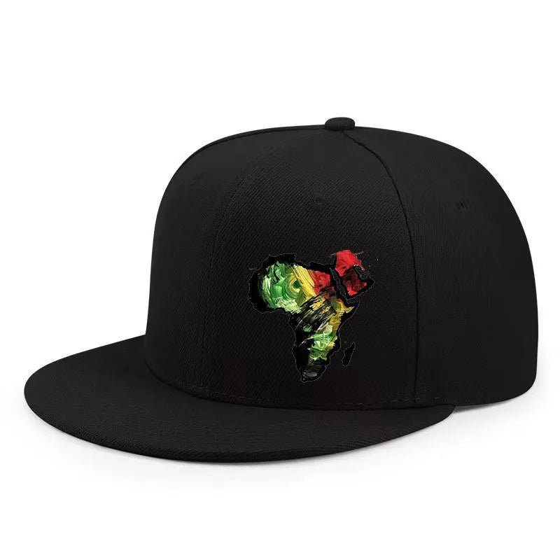 Africa Map Rasta Snapback Cap