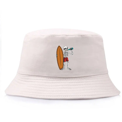 Skeleton Surfboard Reversible Beach Bucket Hat
