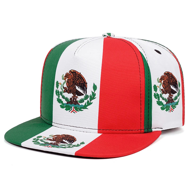 National Flag Printed Streetwear Flat Brim Snapback Cap