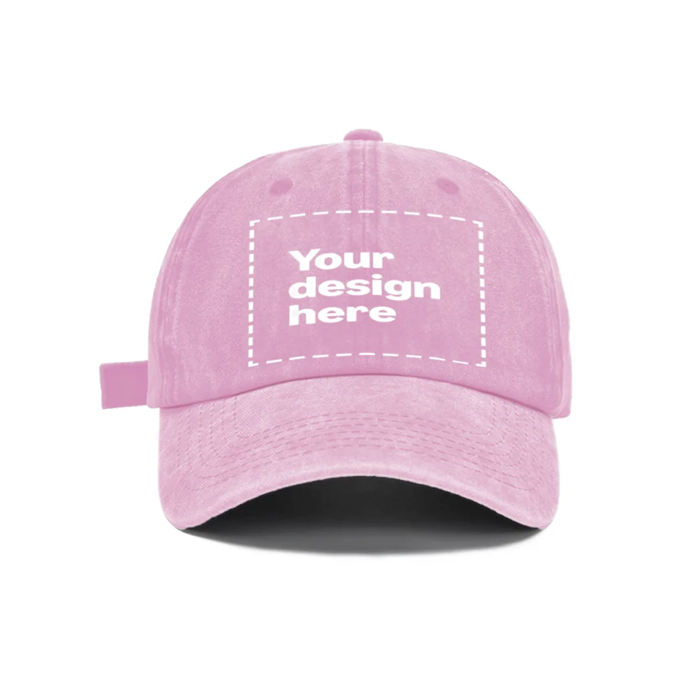 Personalized Vintage Washed Baseball Cap Custom Name Logo Text Dad Hat Adjustable Casual Hat For Men Women Printed In USA