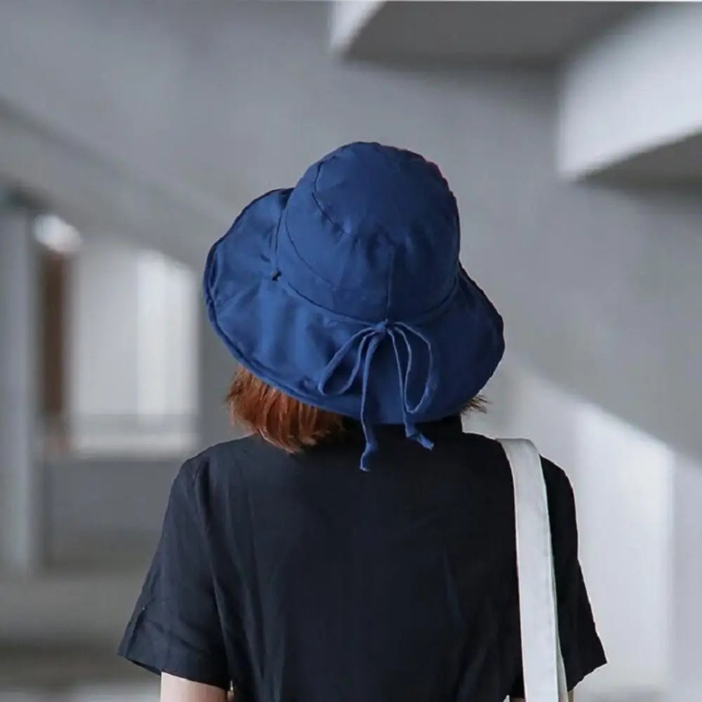 Adjustable Foldable Solid Color Sun Protection Bucket Hat