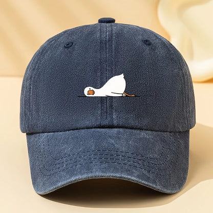 Lying Goose Print Vintage Washed Baseball Cap