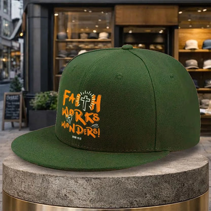 Faith Works Cross Print Snapback Cap