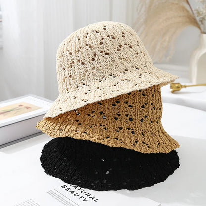 Women's Knitted Bucket Hat For Spring Summer Size 56-58cm