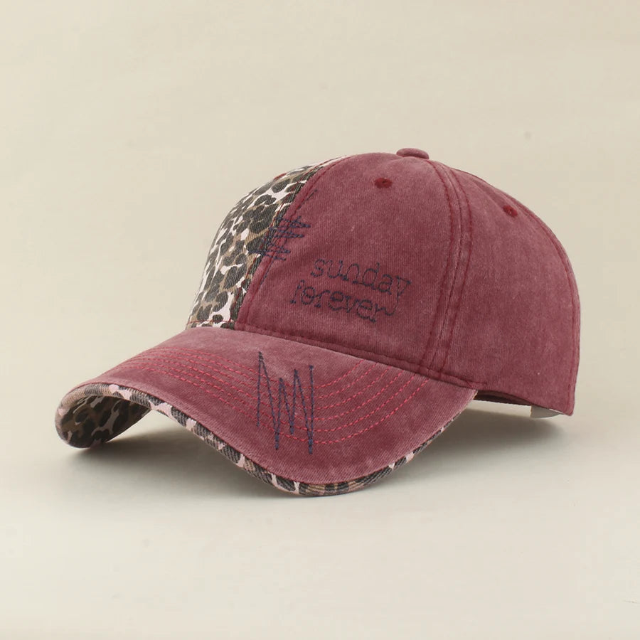 Leopard Patchwork Letter Snapback Baseball Cap