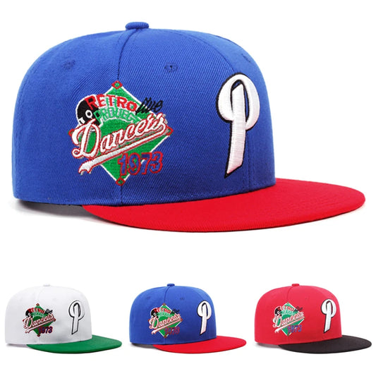 1973 P Letter Embroidered Flat Brim Snapback Cap