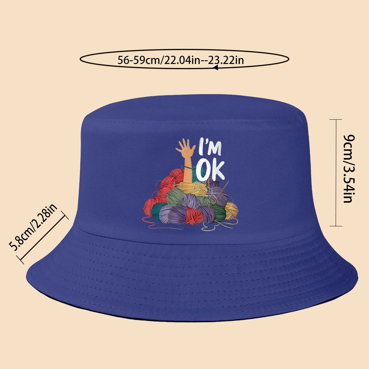 I'm Fine Text Print Bucket Hat