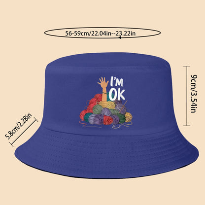 I'm Fine Text Print Bucket Hat