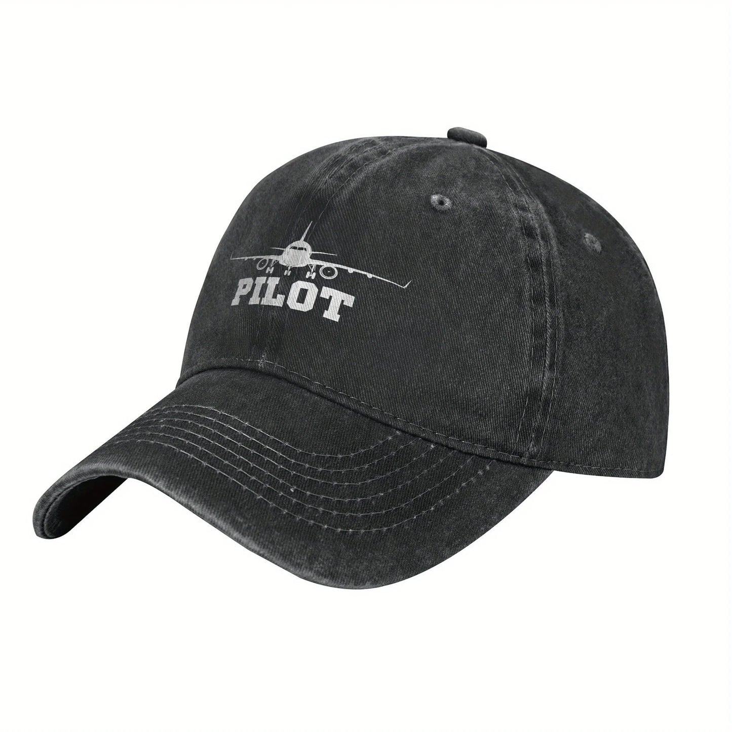 Pilot Airplane Washed Denim Baseball Cap