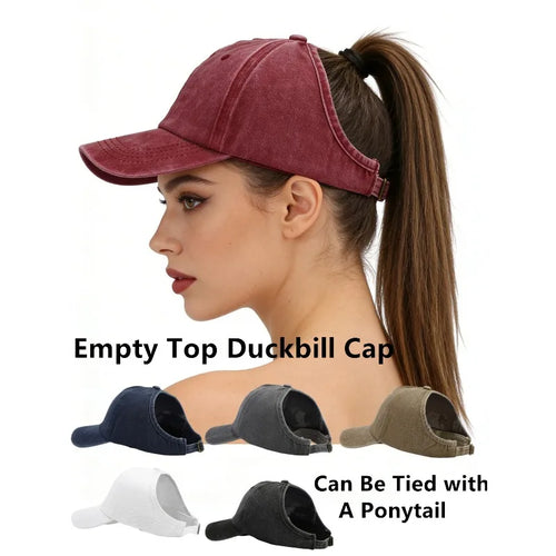 1pc Retro Washed Backless Baseball Cap For Women Summer Outdoor Sports Ponytails Stylish And Versatile Sun Hat For Daily Wear