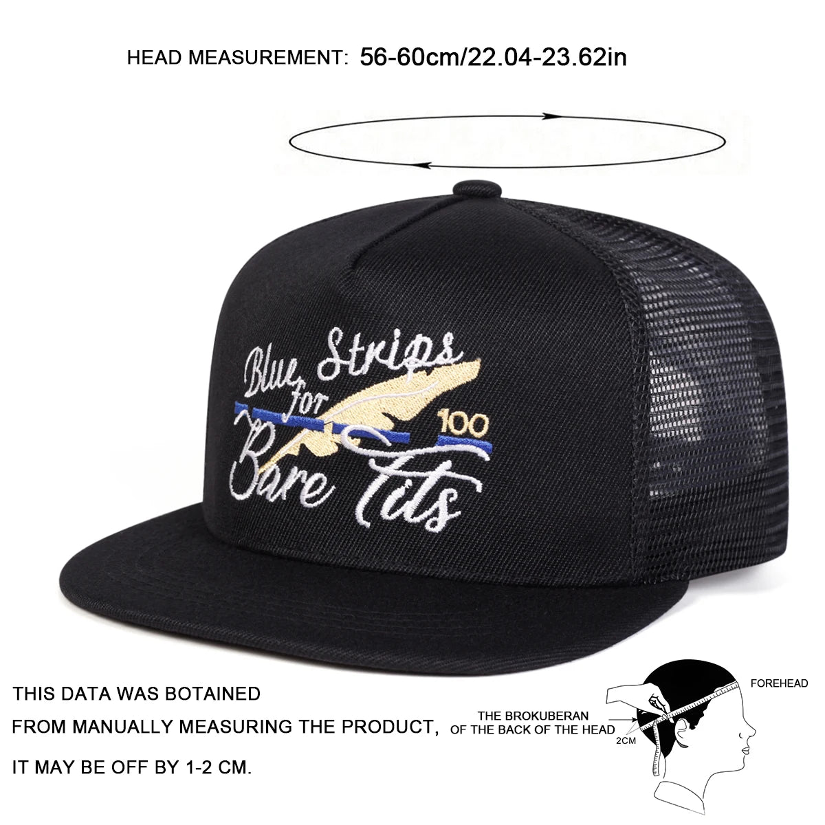 BLUE STRIPS FOR BARE TITS Embroidery Casual Snapback Cap
