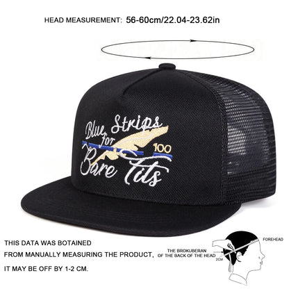 BLUE STRIPS FOR BARE TITS Embroidery Casual Snapback Cap
