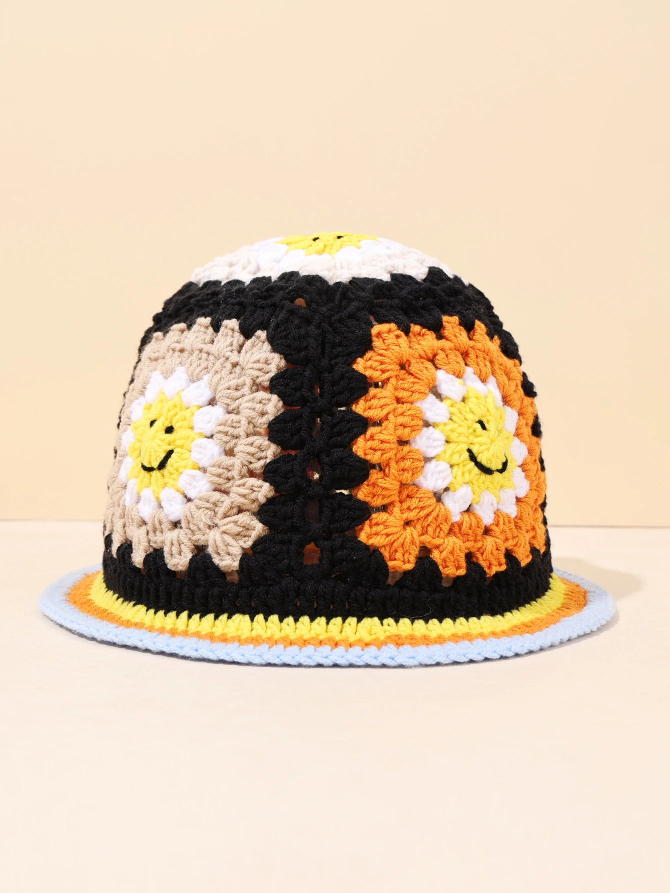 Vintage Smiley Crochet Street Bucket Hat