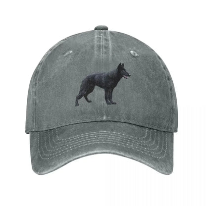 Black German Shepherd Denim Baseball Cap