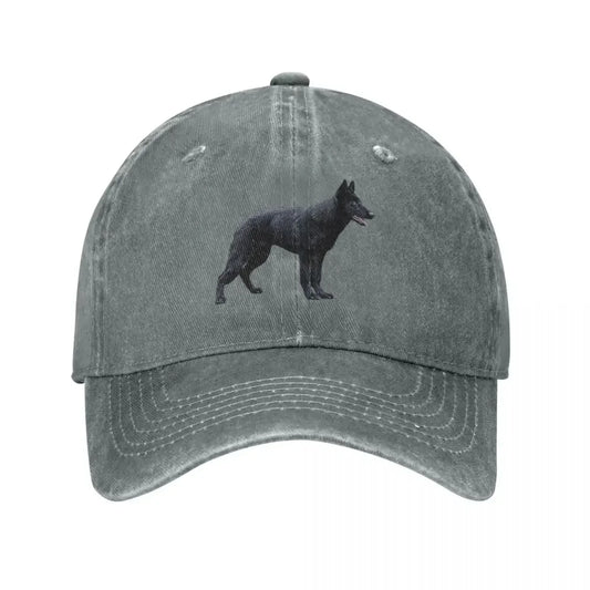 Black German Shepherd Denim Baseball Cap