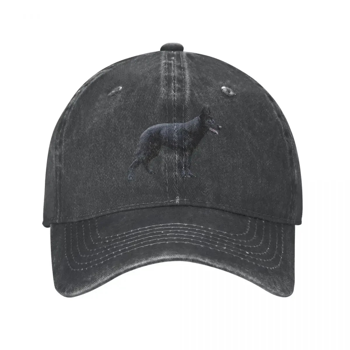 Black German Shepherd Denim Baseball Cap