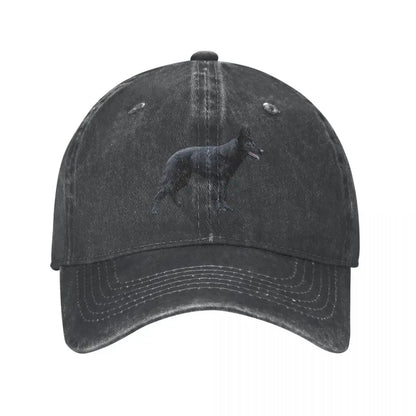 Black German Shepherd Denim Baseball Cap