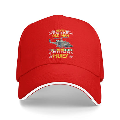 Vietnam Veteran Huey Helicopter Fishing Snapback Baseball Cap