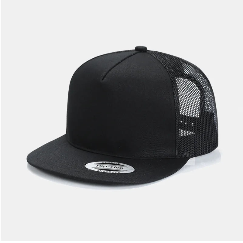 Custom Logo Embroidered Mesh Flat Brim Snapback Cap