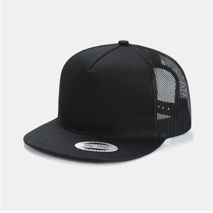 Custom Logo Embroidered Mesh Flat Brim Snapback Cap