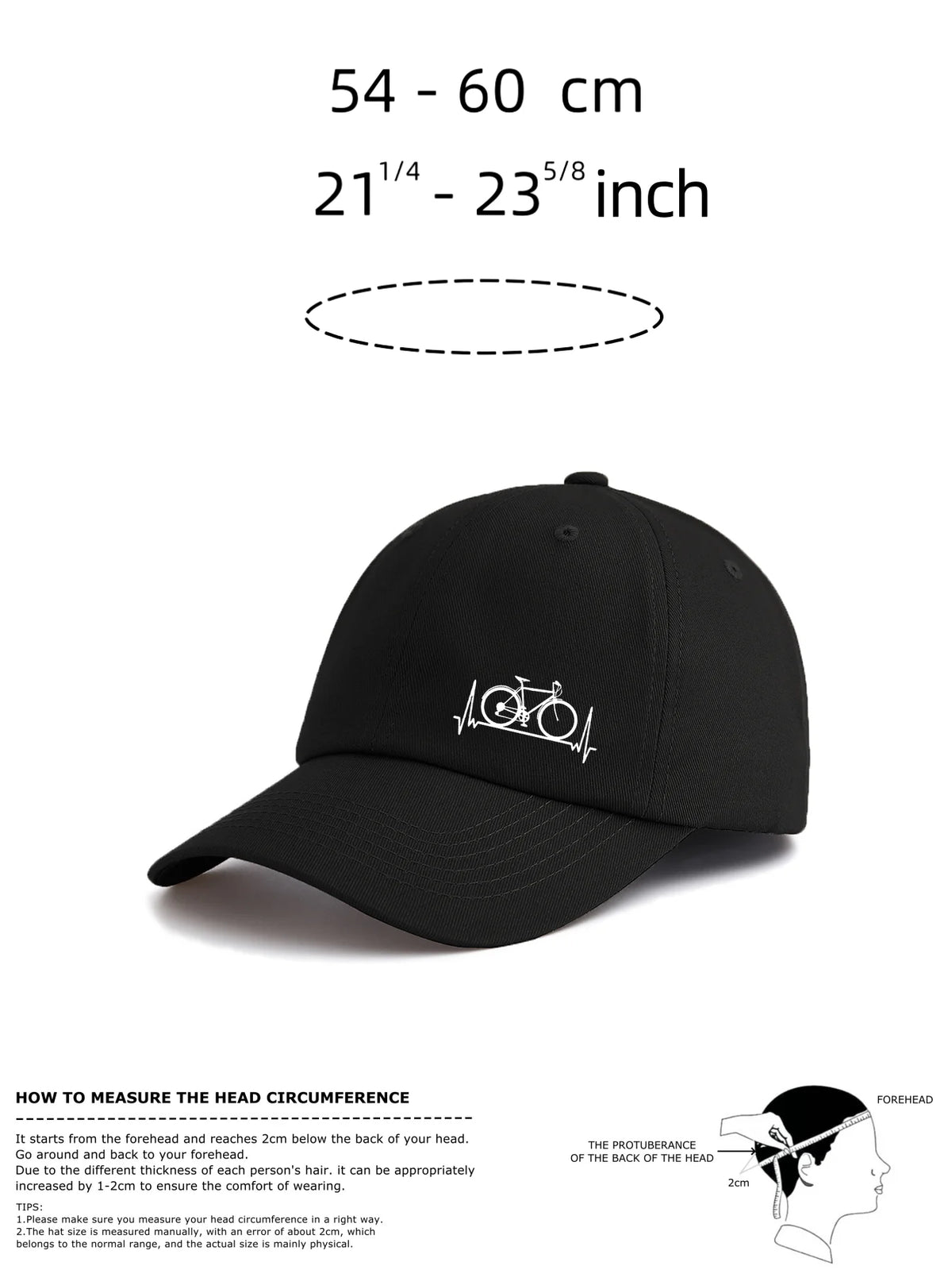 Minimalist Retro Bicycle Print Baseball Cap