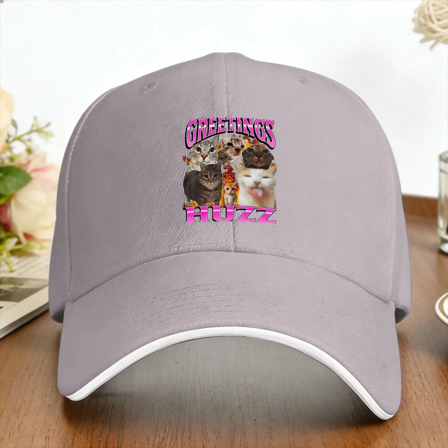 Greetings Huzz Funny Cat Meme Baseball Cap