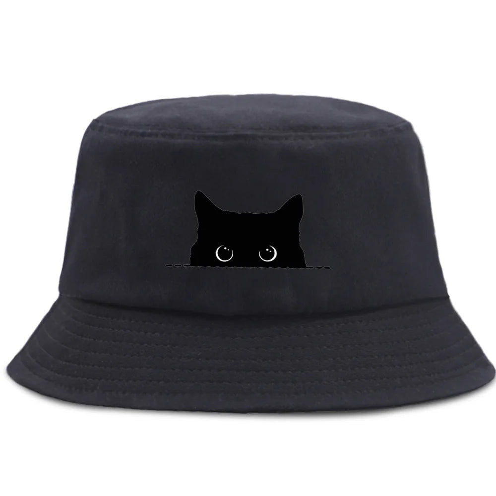 Black Cat Printed Fisherman Bucket Hat Unisex