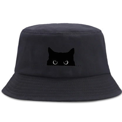 Black Cat Printed Fisherman Bucket Hat Unisex