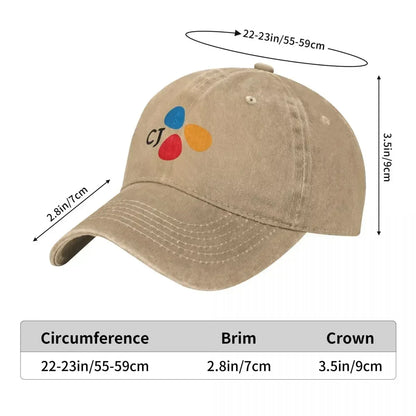 CJ Group Logo Vintage Distressed Washed Baseball Cap Hat