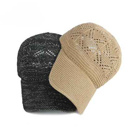 New Hollow Mesh Woman Baseball Cap Knitted Hats For Women Summer