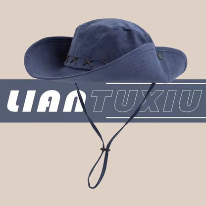 10cm Wide Brim Waterproof UV Protection Bucket Hat
