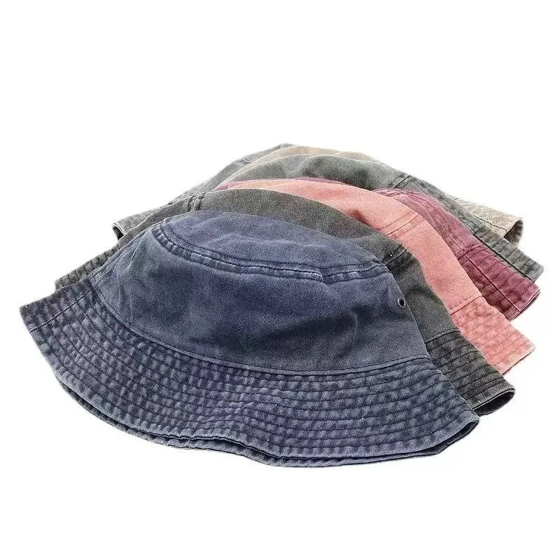 Bucket Hat Washed Denim Cap Men Panama Hats