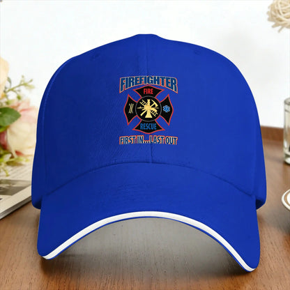 Firefighter Maltese Cross First In Last Out Baseball Cap