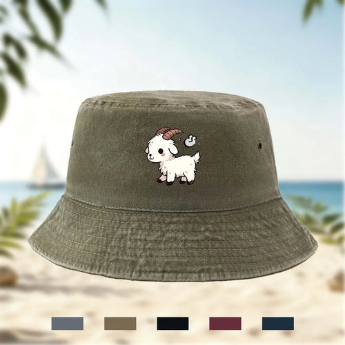 Printed White Lamb Bucket Hat