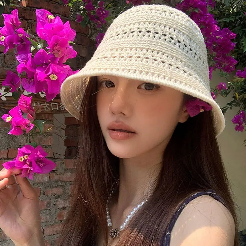 Women Hollow Crochet Fisherman Bucket Hat