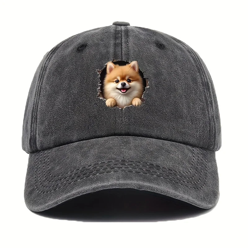3D Pomeranian Puppy Baseball Cap