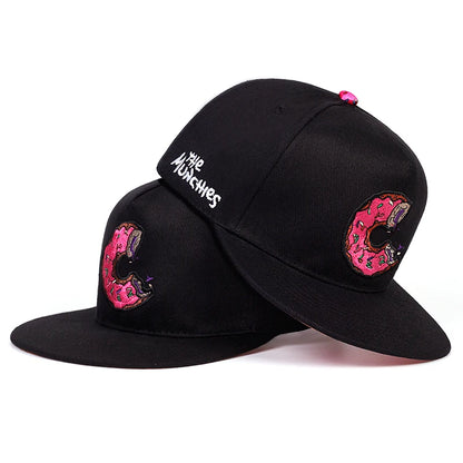 Unisex Doughnut Embroidered Snapback Cap