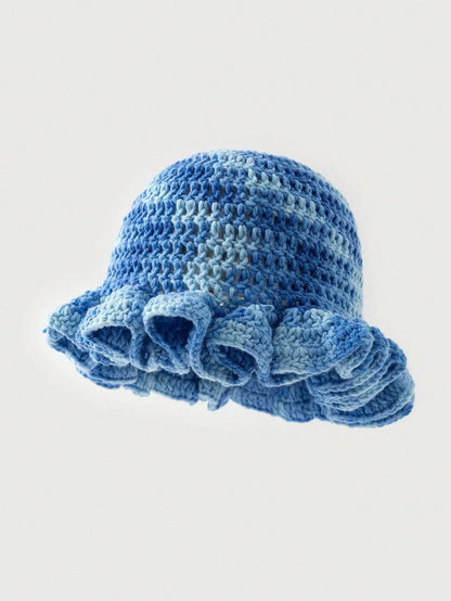 Women Tie Dye Wave Crochet Bucket Hat